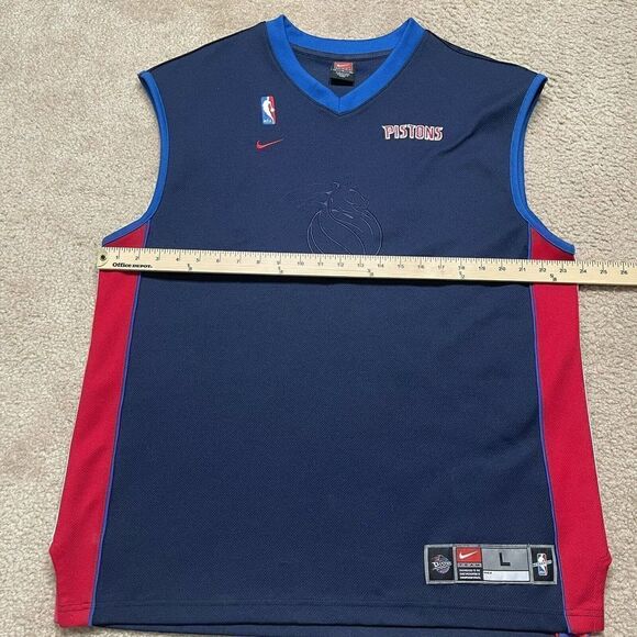 Vintage Nike NBA Authentics Detroit Pistons Team Jersey Pull Over Blue Large - Picture 9 of 10